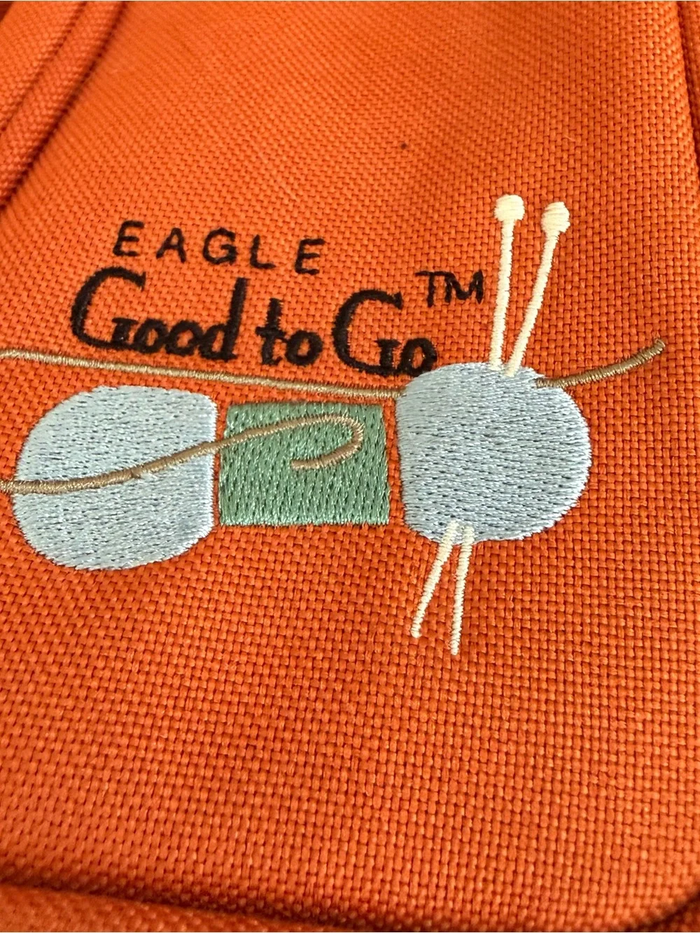 Eagle Good to Go Knitting‎ Craft Bag Orange Canvas Crossbody Pockets Zipper Tote